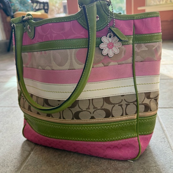 Coach Bleecker Tote F14726 Y2K Daisy Multicolor Patchwork Jacquard Leather - Picture 4 of 13